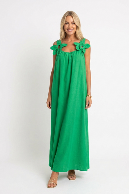 Riri — Women's Floral U-Neck Maxi Dress