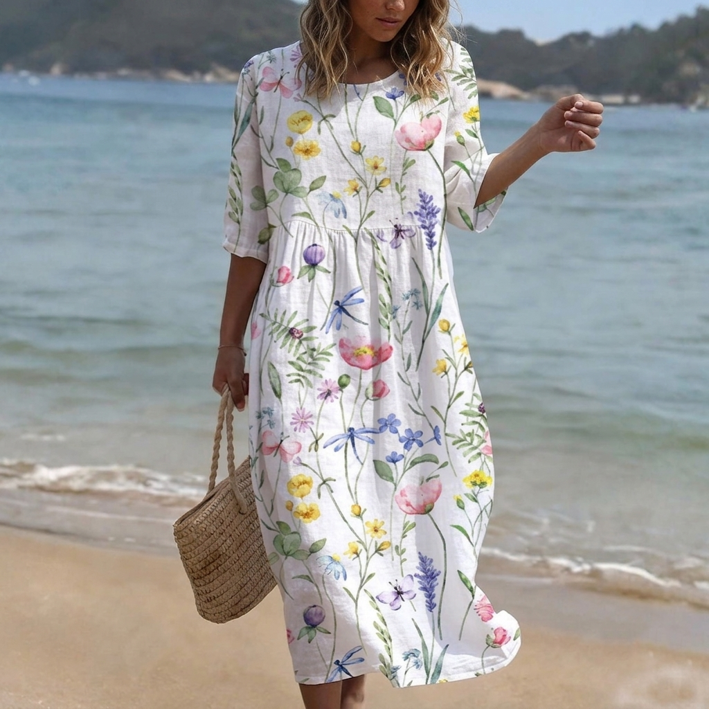 Iselle — Floral Print Midi Dress