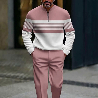 Grafton — Graphic Print Quarter-Zip Tracksuit Set