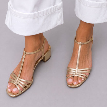 Alegra — Gold Strappy Sandals