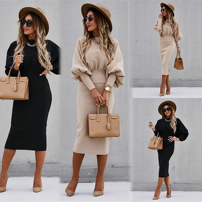 Vellamora — Long-Sleeve Marked-Waist Casual Dress