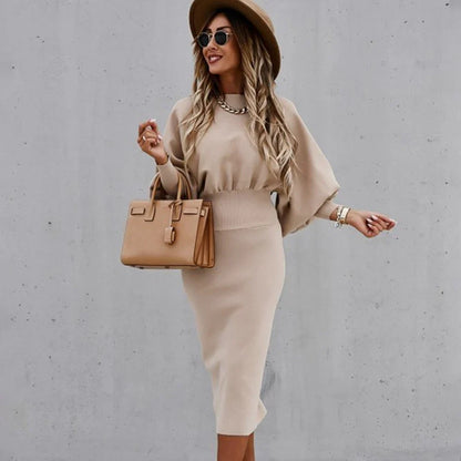 Vellamora — Long-Sleeve Marked-Waist Casual Dress