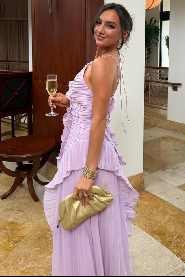 Eliza — Ruffled Pleated Maxi Dress