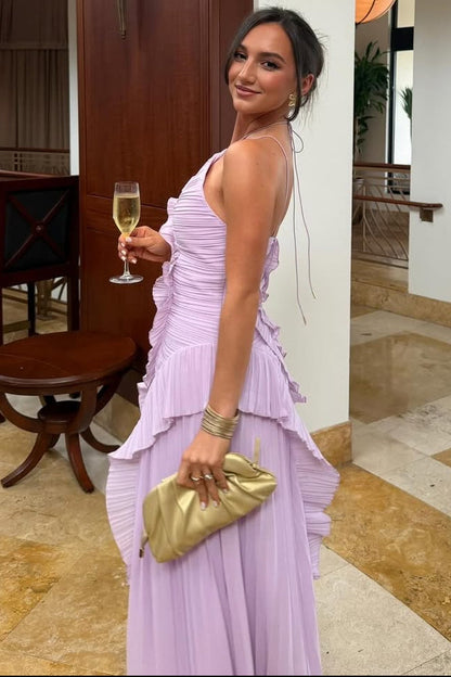 Eliza — Ruffled Pleated Maxi Dress