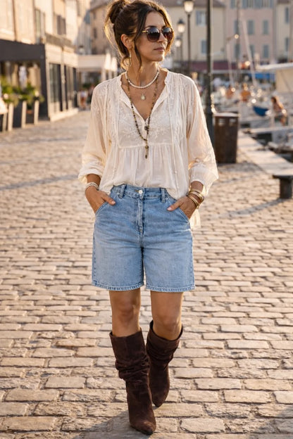 Megan — Bermuda Denim Shorts