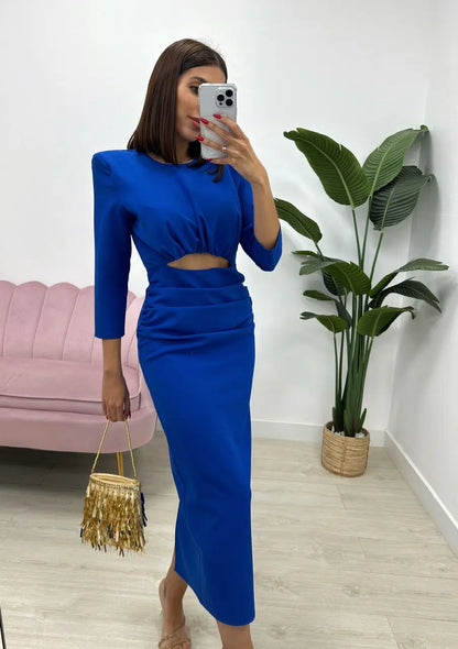Erina — Elastic Crepe Fitted Midi Dress