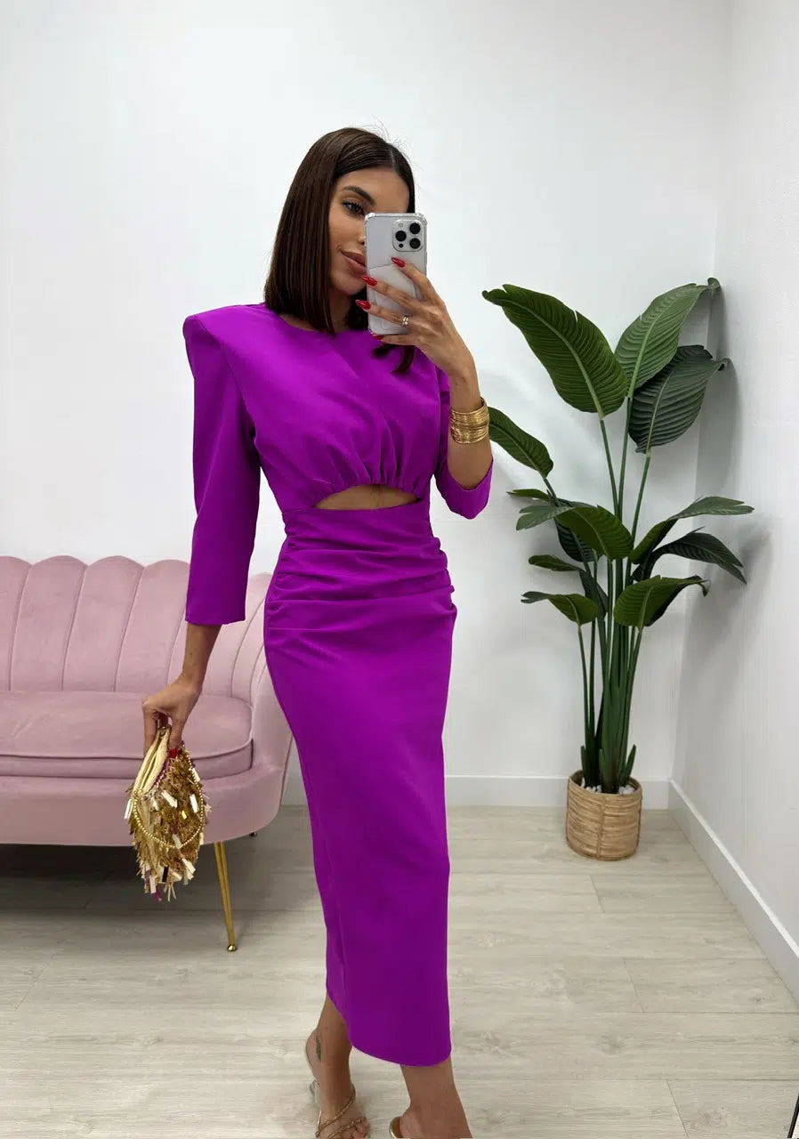 Erina — Elastic Crepe Fitted Midi Dress