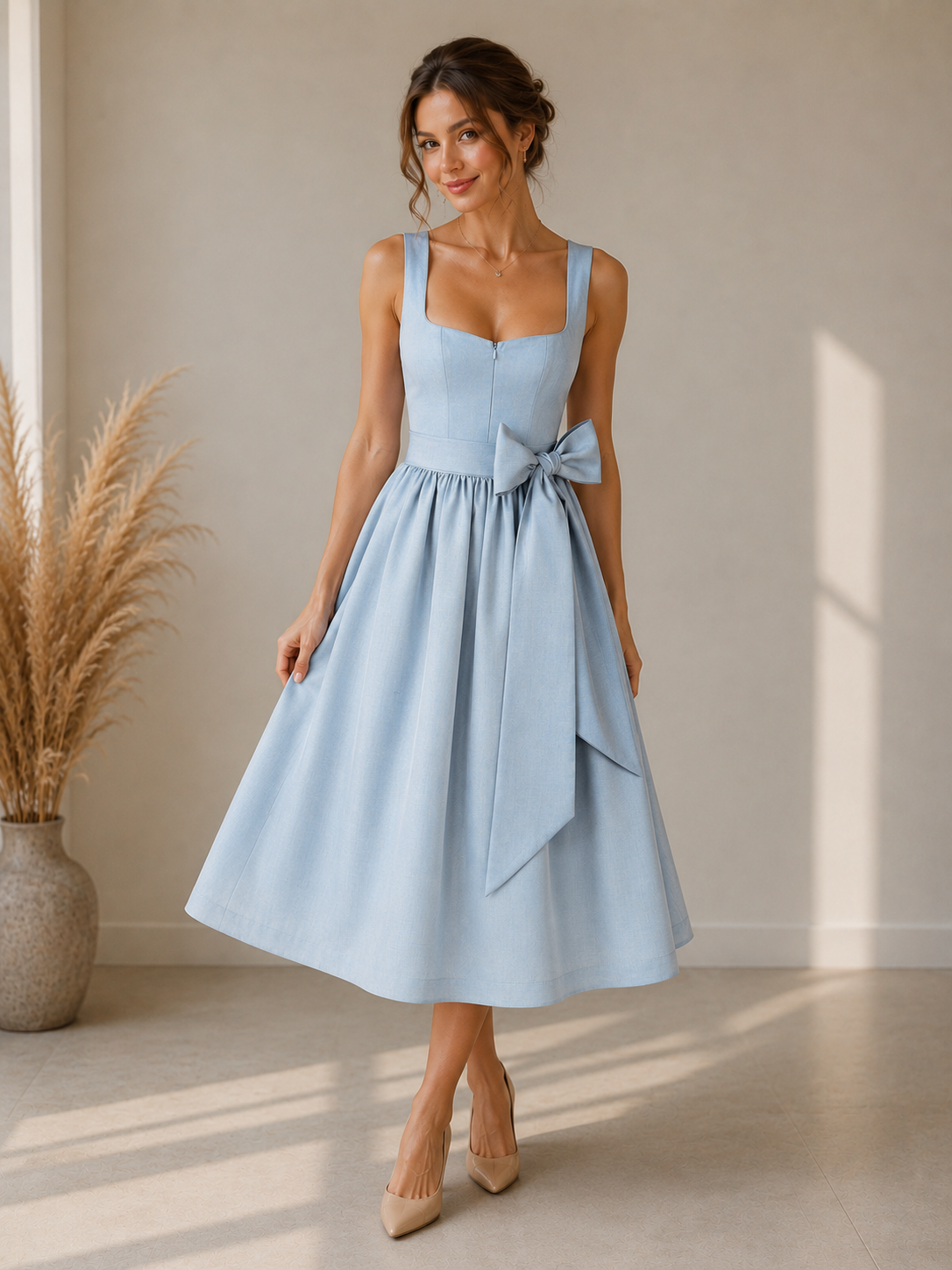 Lena Dirndl — Blue Heart-Neck Mini