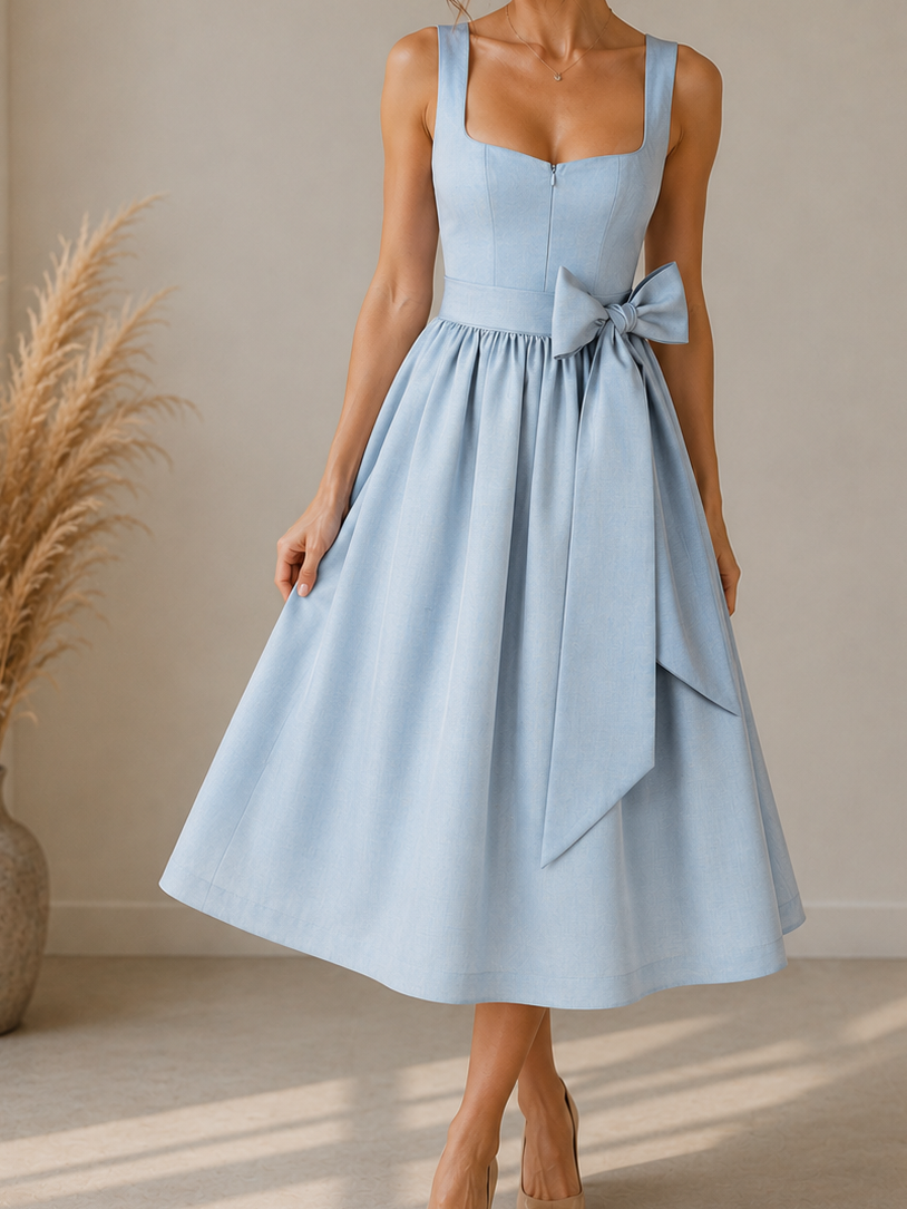 Lena Dirndl — Blue Heart-Neck Mini