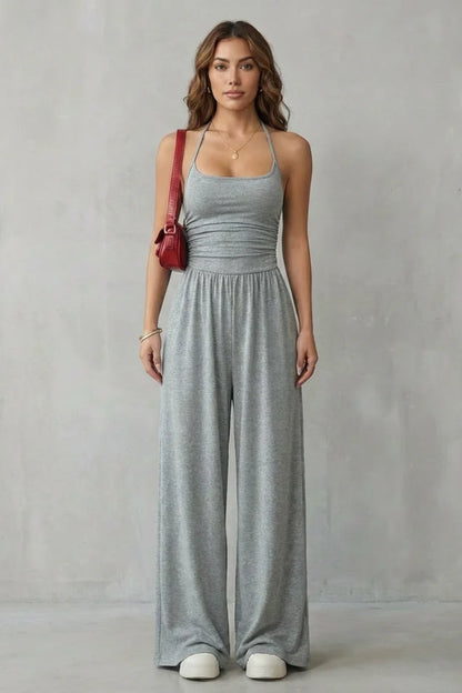 Molène — Cross-Back Spaghetti Strap Wide-Leg Jumpsuit