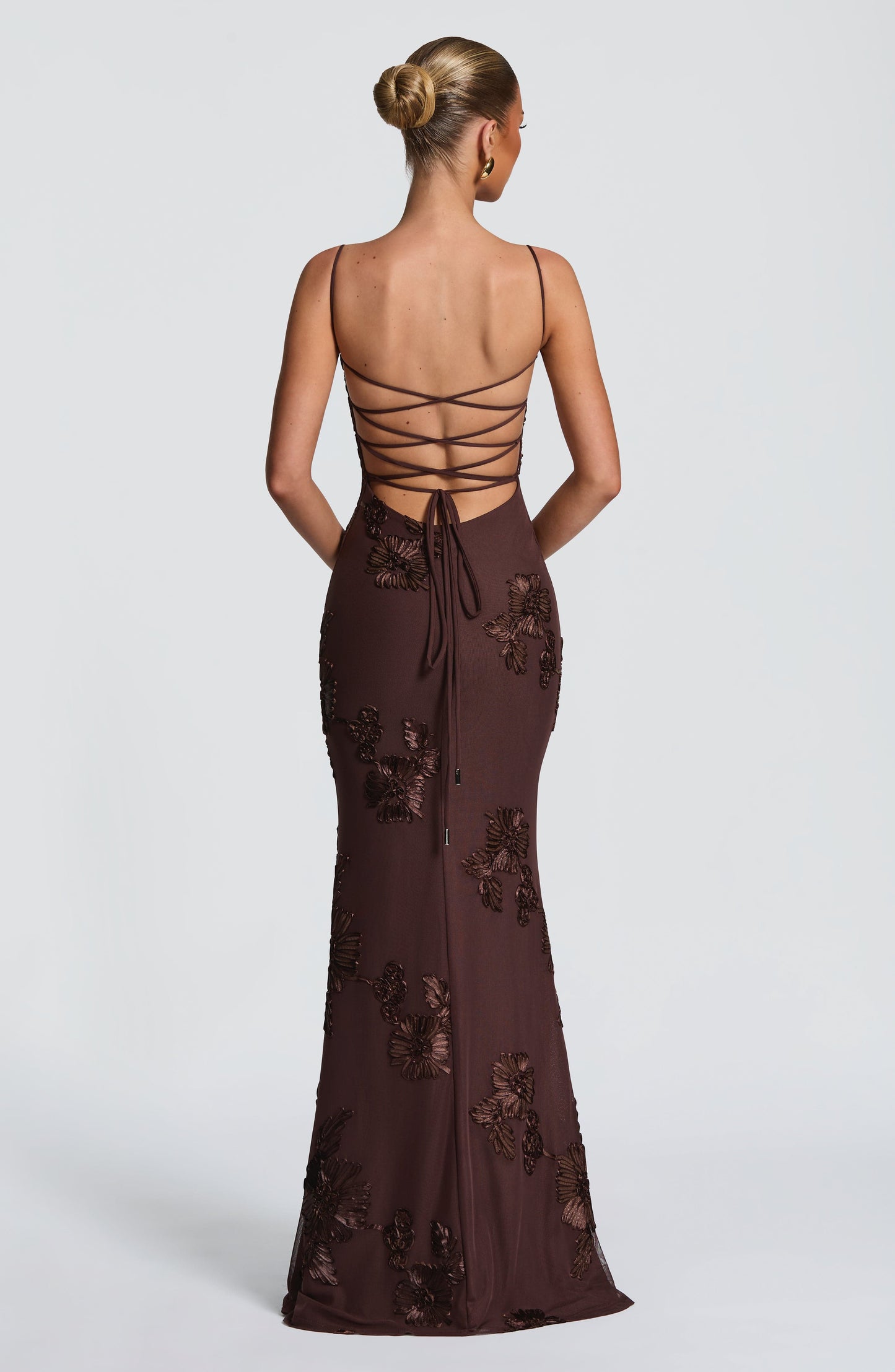 Nancy — Floral Mesh Corset Gown