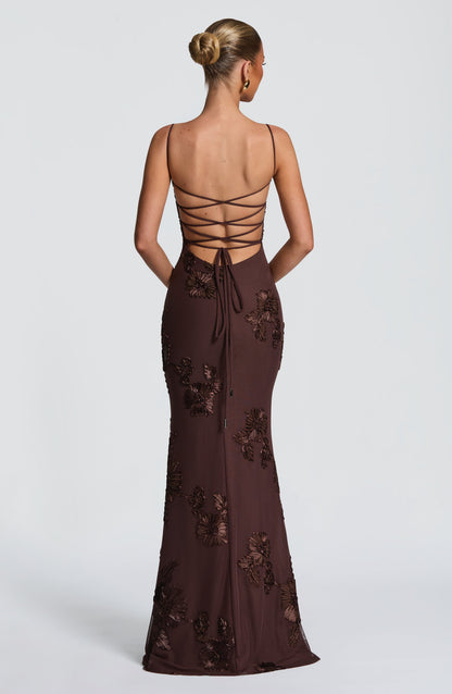 Nancy — Floral Mesh Corset Gown