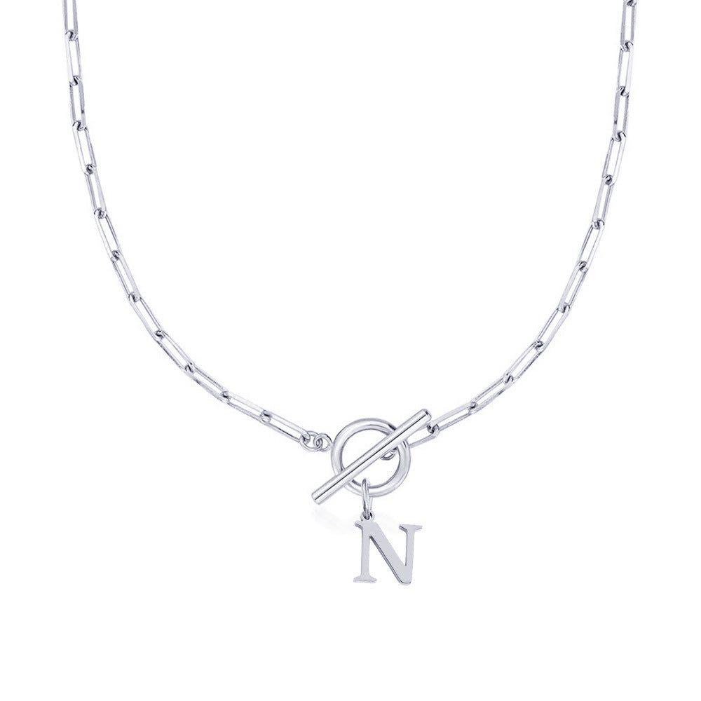 Initial Necklace — Paperclip Chain
