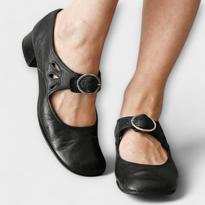 Iveta - Comfortable Mary Jane Block Heel Shoes