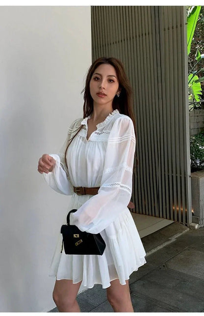 Summer French Style White Shirt Dress