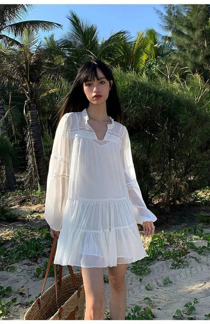 Summer French Style White Shirt Dress