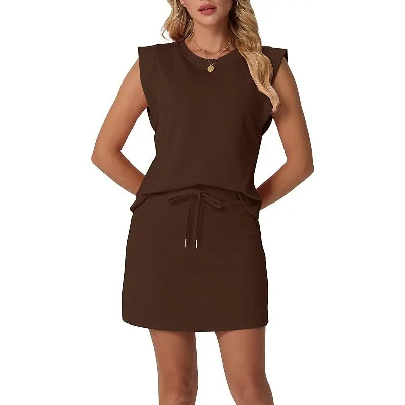 Selvane — Sleeveless Top & Drawstring Skirt Set