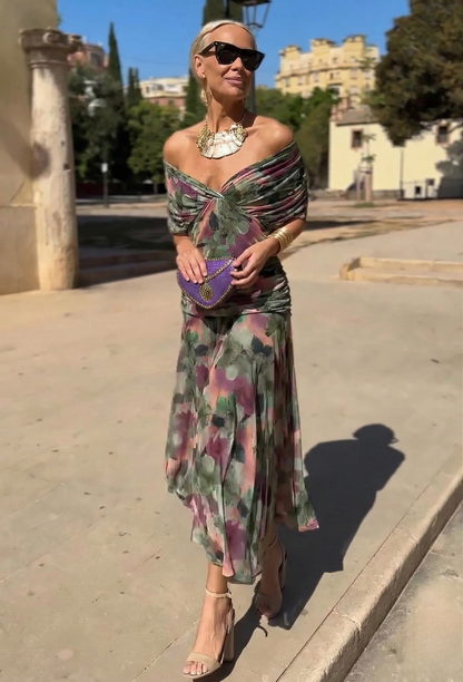 Luisa — V-Neck Pleated Maxi Dress