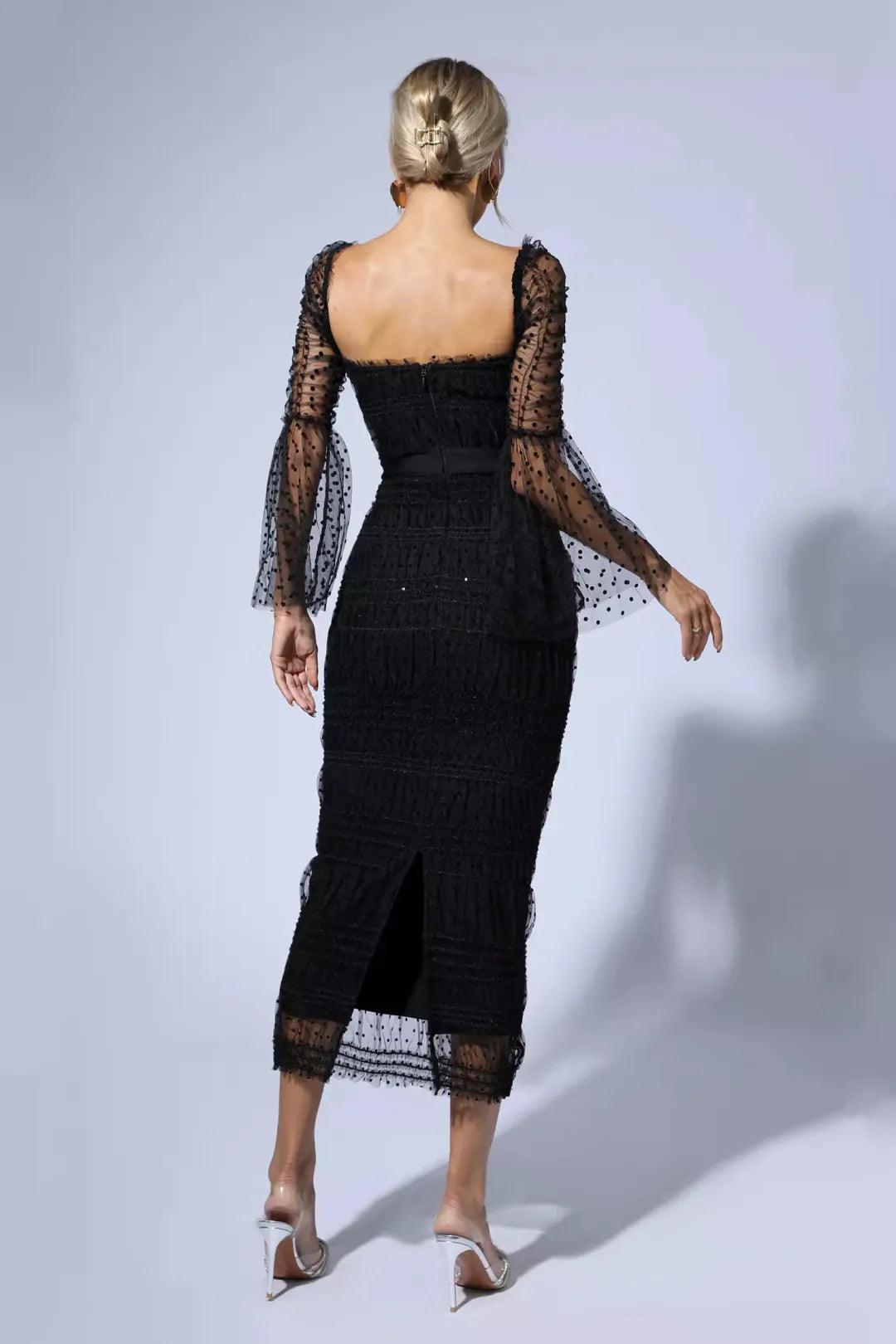 Midi Dress — Sequin Mesh Flared