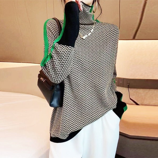 Clemence | Turtleneck Sweater with Contrasting Stripes