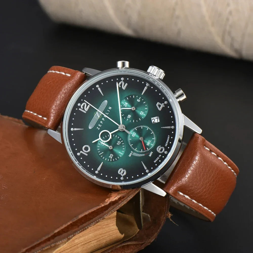 Ardenfort Classic Chronograph Watch — Leather-Strapped