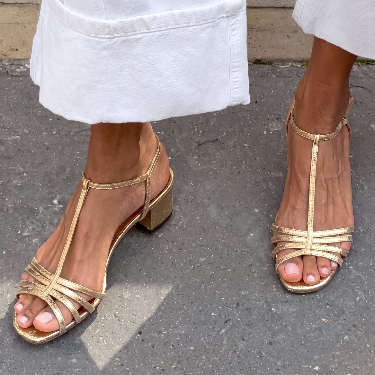 Alegra — Gold Strappy Sandals