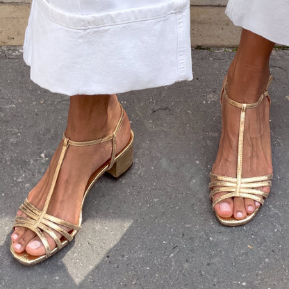 Alegra — Gold Strappy Sandals