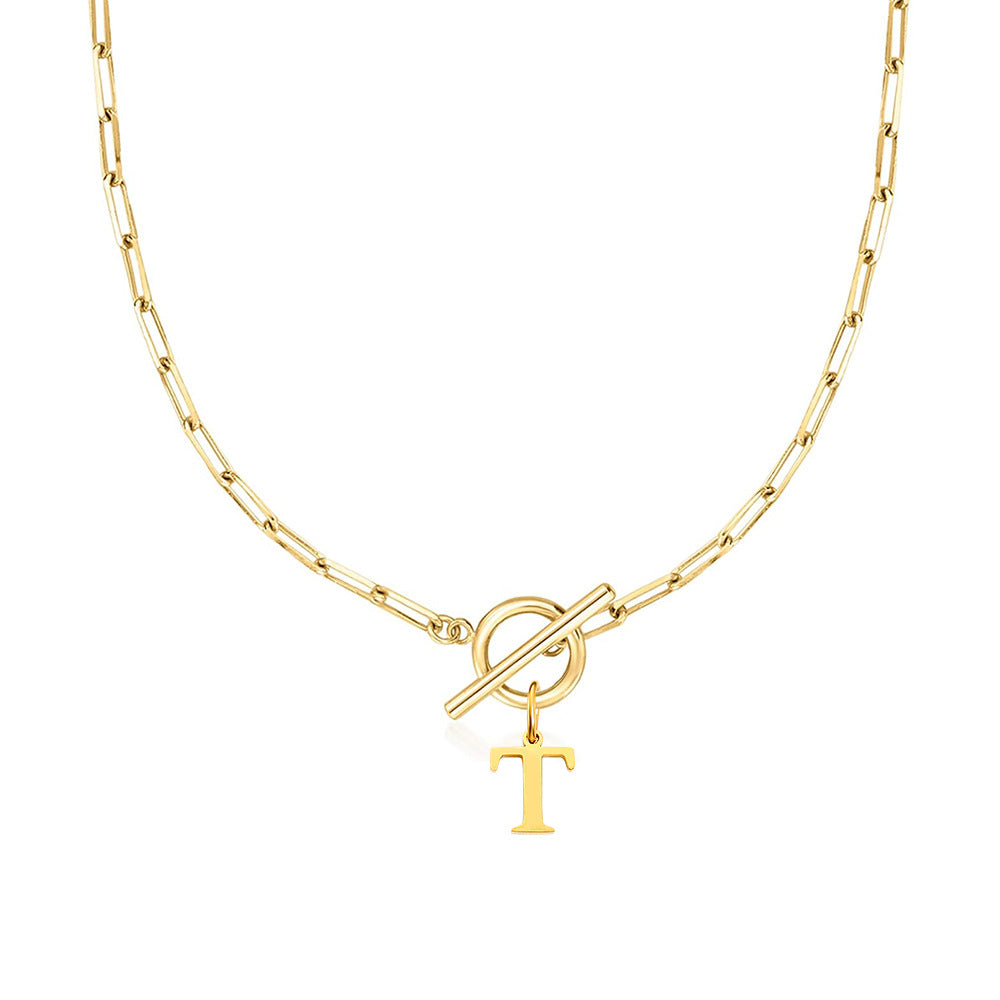 Initial Necklace — Paperclip Chain
