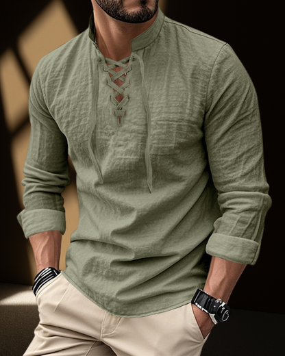 Renaissance Lace-Up V-Neck Shirt