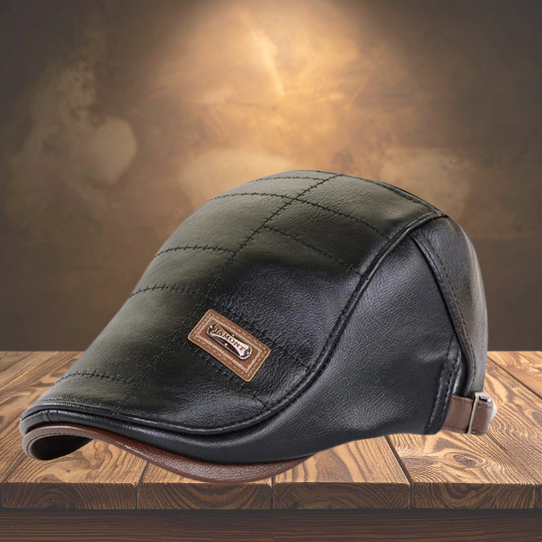 Maison — Leather Newsboy Flat Cap
