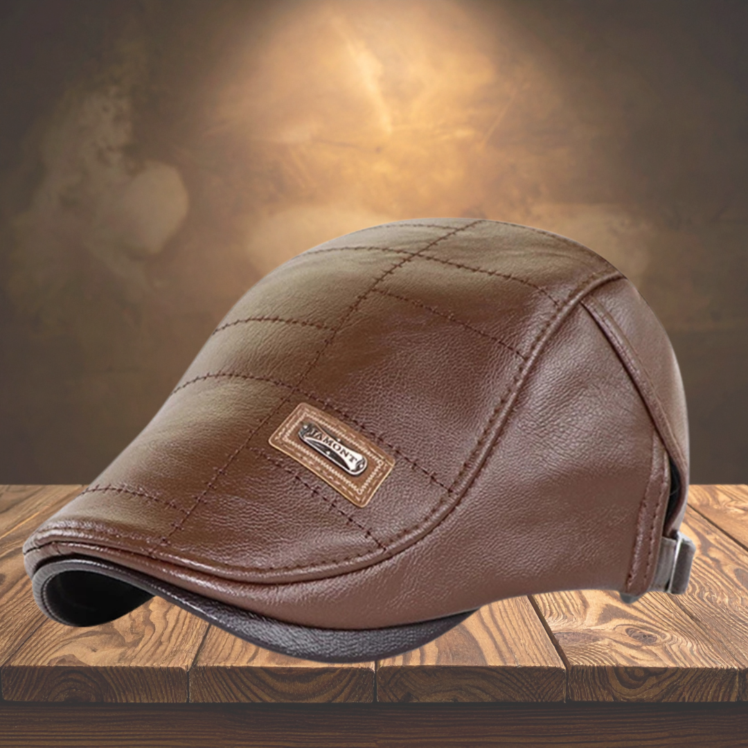 Maison — Leather Newsboy Flat Cap