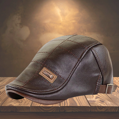 Maison — Leather Newsboy Flat Cap