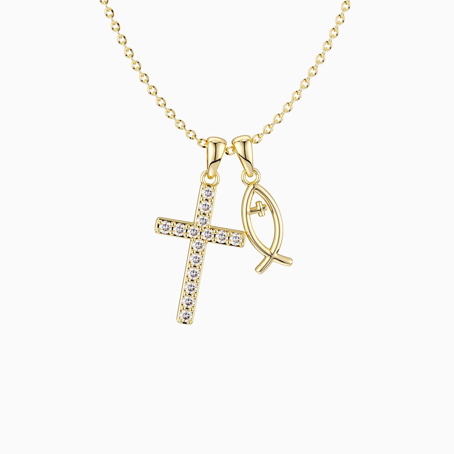 Faith Necklace — Cross Ichthys Symbol Pendant