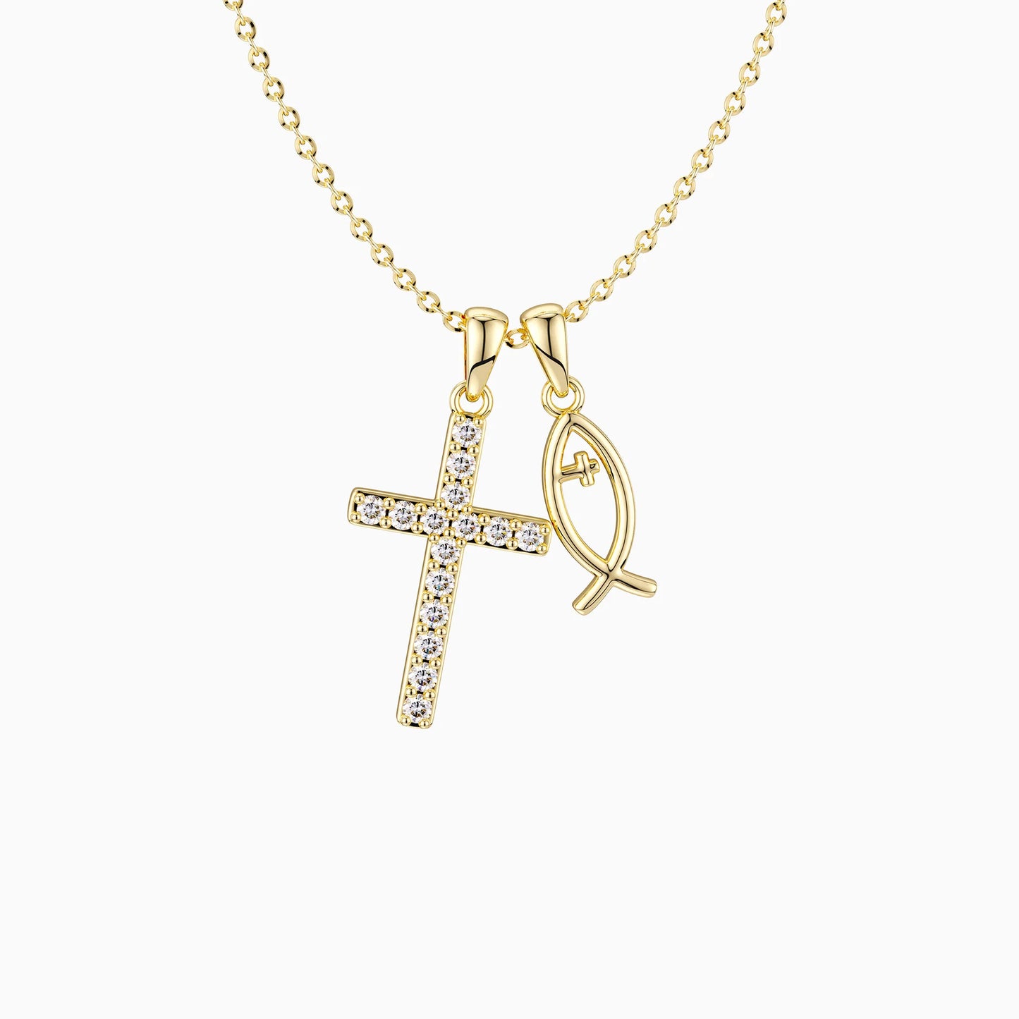 Faith Necklace — Cross Ichthys Symbol Pendant