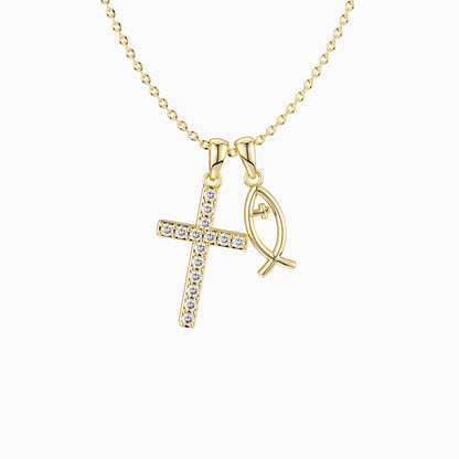 Faith Necklace — Cross Ichthys Symbol Pendant