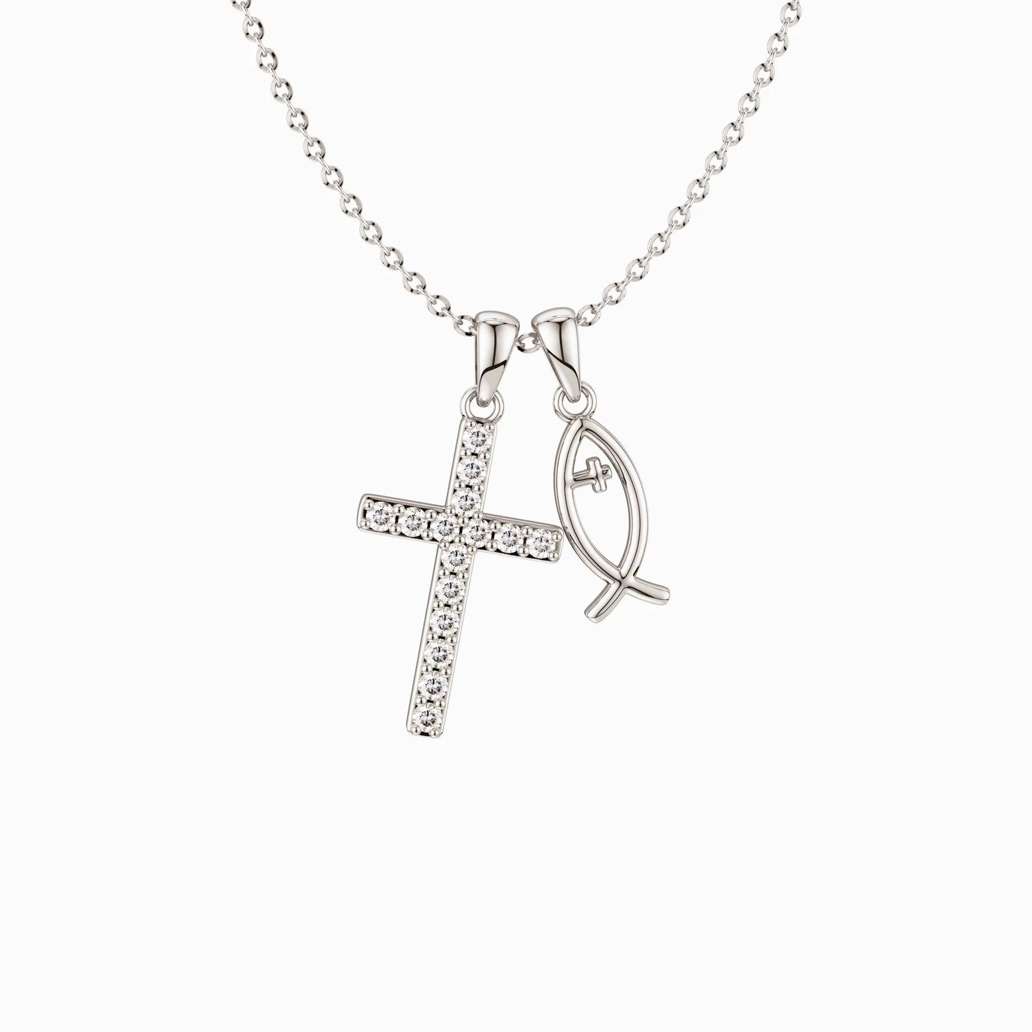 Faith Necklace — Cross Ichthys Symbol Pendant