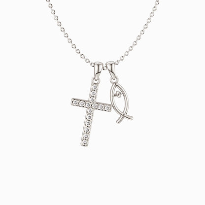 Faith Necklace — Cross Ichthys Symbol Pendant