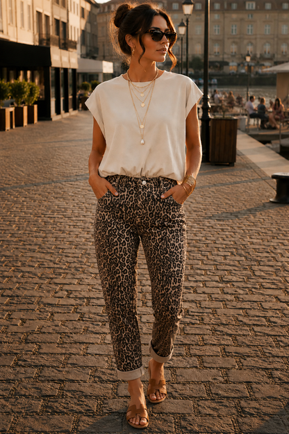 Velmoor — Leopard Print Mom Fit Jeans