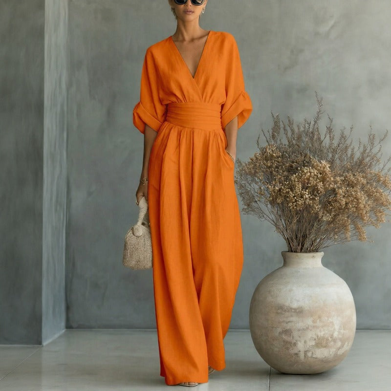 Granada — Belted Waist Wide Leg Jumpsuit
