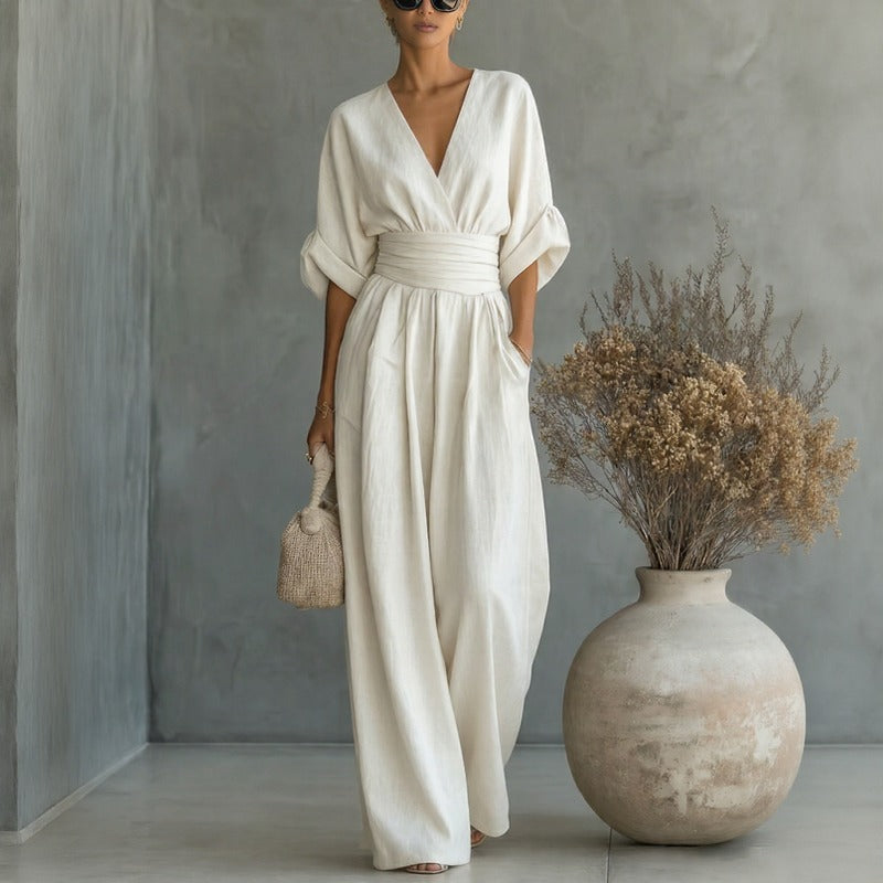 Granada — Belted Waist Wide Leg Jumpsuit