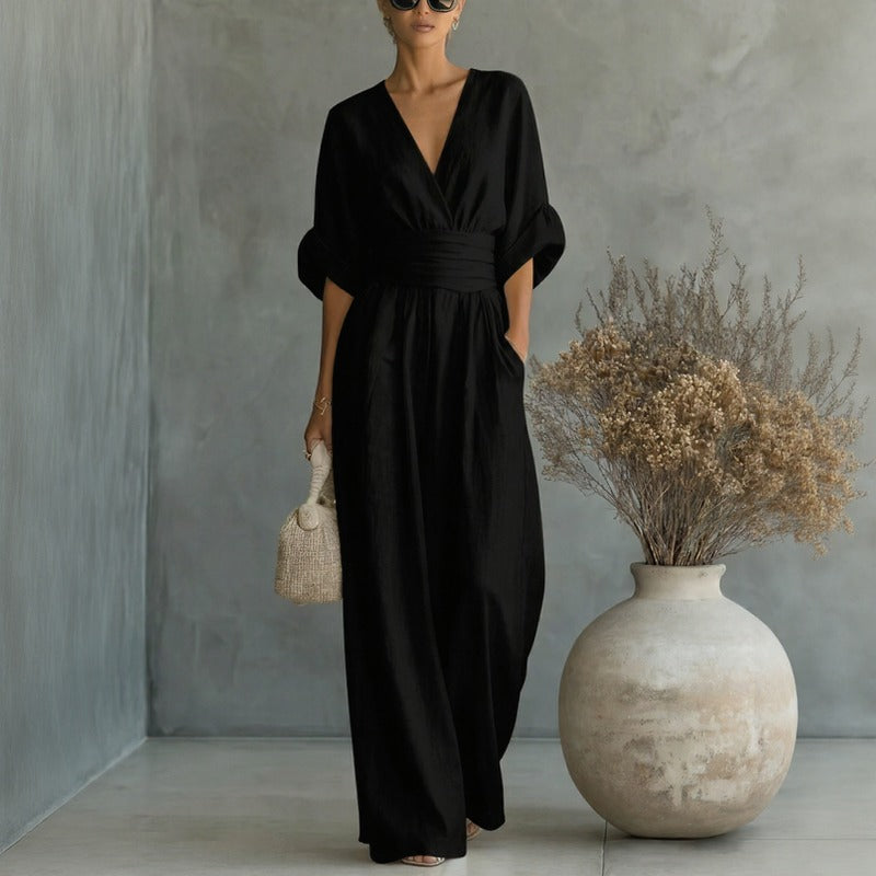 Granada — Belted Waist Wide Leg Jumpsuit