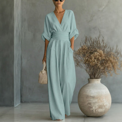Granada — Belted Waist Wide Leg Jumpsuit