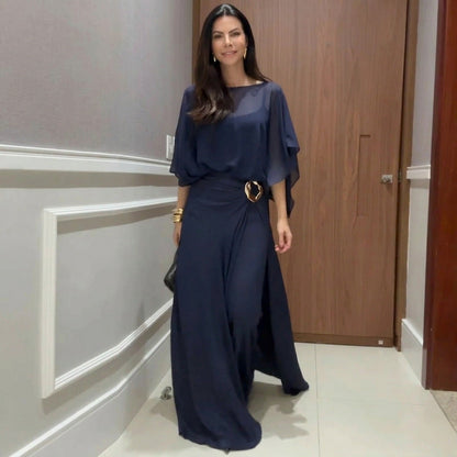 Hermine — Sheer-Overlay Wide-Leg Jumpsuit Set