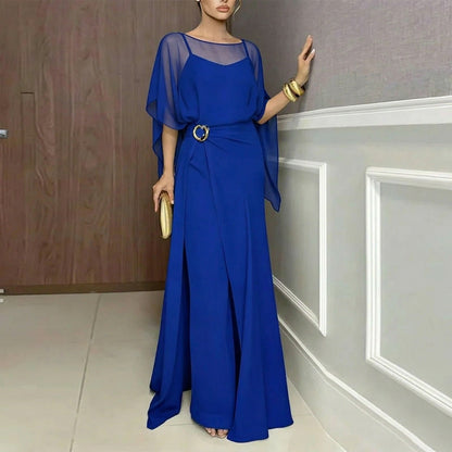 Hermine — Sheer-Overlay Wide-Leg Jumpsuit Set