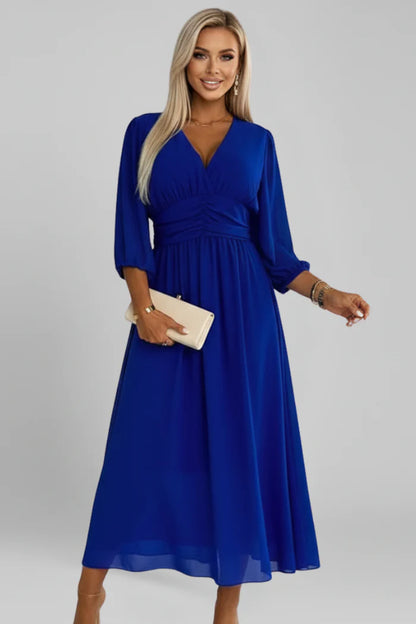 Veilène — Chiffon V-Neck Layered Maxi Dress