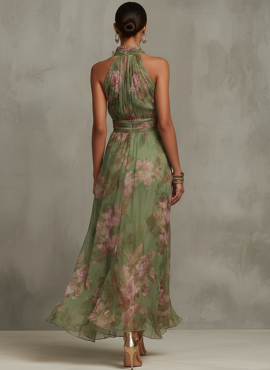 Livia  — Floral Halter Maxi Dress