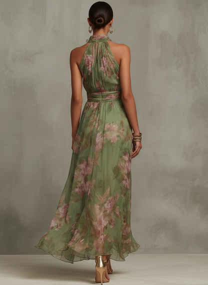 Livia  — Floral Halter Maxi Dress