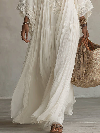 Adelaida — Chiffon Maxi Dress with Batwing Sleeves