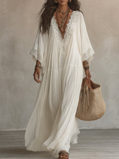 Adelaida — Chiffon Maxi Dress with Batwing Sleeves