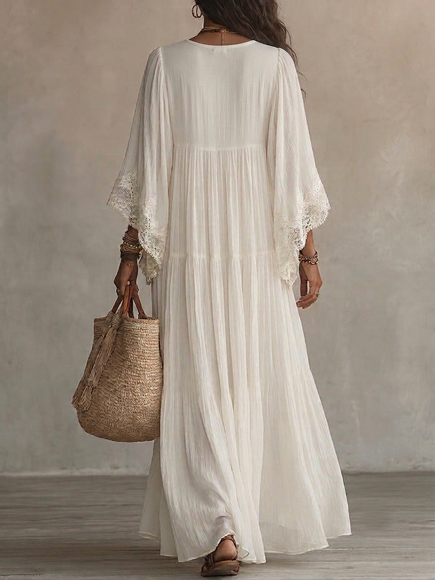 Adelaida — Chiffon Maxi Dress with Batwing Sleeves